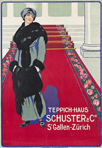 FORTUNE BOVARD (1875-1947). TEPPICH - HAUS SCHUSTER & CO. 1916. 47½x32¾ inches, 120¾x83¼ cm. Wolfensberger, Zurich.                              